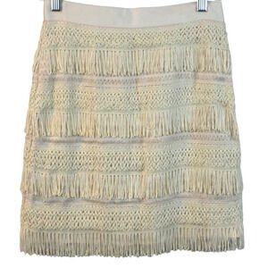 𝅺FRANCESCAS NWT Layered Fringe Skirt Taupe Size Small